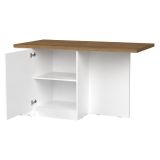 Isola da Cucina Bianco Lucido Marrone Noce un Ripiano 2 Vani 160x80x90h cm, Un'anta Made in Italy - Migabato
