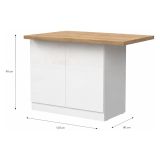 Isola da Cucina Bianco Lucido Marrone Rovere 2 Ripiani 4 Vani 130x80x90h cm, 2 Ante Made in Italy - Miha