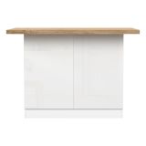 Isola da Cucina Bianco Lucido Marrone Rovere 2 Ripiani 4 Vani 130x80x90h cm, 2 Ante Made in Italy - Miha