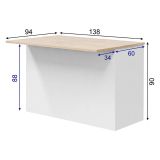Isola da Cucina Bianco Lucido Marrone Rovere 3 Ripiani 6 Vani 138x94x90h cm, Apertura Battente - Siha