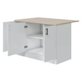 Isola da Cucina Bianco Lucido Marrone Rovere 3 Ripiani 6 Vani 138x94x90h cm, Apertura Battente - Siha