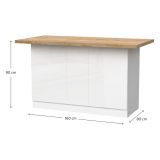 Isola da Cucina Bianco Lucido Marrone Rovere 3 Ripiani 6 Vani 160x80x90h cm, 3 Ante Made in Italy - Migani