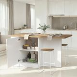 Isola da Cucina Bianco Lucido Marrone Rovere un Ripiano 2 Vani 160x80x90h cm, Un'anta Made in Italy - Migabato