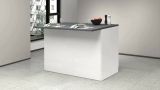 Isola da cucina Emmanuel, Mobile da cucina a 2 ante, Tavolo ausiliario portaoggetti, 100% Made in Italy, 125x90h90 cm, Bianco lucido e Ardesia