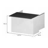 Isola da cucina Emmanuel, Mobile da cucina a 2 ante, Tavolo ausiliario portaoggetti, 100% Made in Italy, 125x90h90 cm, Bianco lucido e Ardesia
