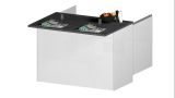 Isola da cucina Emmanuel, Mobile da cucina a 2 ante, Tavolo ausiliario portaoggetti, 100% Made in Italy, 125x90h90 cm, Bianco lucido e Ardesia