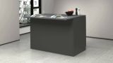 Isola da cucina Emmanuel, Tavolo ausiliario portaoggetti, Mobile da cucina a 2 ante, 100% Made in Italy, 125x90h90 cm, Antracite e Ardesia