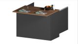 Isola da cucina Emmanuel, Tavolo ausiliario portaoggetti, Mobile da cucina a 2 ante, 100% Made in Italy, 125x90h90 cm, Antracite e Rovere