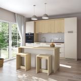 Isola da Cucina Marrone Rovere Beige Cashmere 2 Ripiani 4 Vani 170x80x90h cm, 3 Ante Made in Italy - Mapalesi
