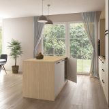 Isola da Cucina Marrone Rovere Beige Cashmere 2 Ripiani 4 Vani 170x80x90h cm, 3 Ante Made in Italy - Mapalesi
