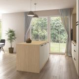 Isola da Cucina Marrone Rovere Beige Cashmere 2 Ripiani 4 Vani 170x80x90h cm, 3 Ante Made in Italy - Mapalesi