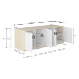 Isola da Cucina Marrone Rovere Beige Cashmere 2 Ripiani 4 Vani 225x80x90h cm, 4 Ante Made in Italy - Mapana