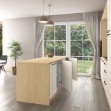 Isola da Cucina Marrone Rovere Beige Cashmere 2 Ripiani 4 Vani 225x80x90h cm, 4 Ante Made in Italy - Mapana