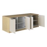 Isola da Cucina Marrone Rovere Beige Cashmere 2 Ripiani 4 Vani 225x80x90h cm, 4 Ante Made in Italy - Mapana