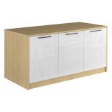 Isola da Cucina Marrone Rovere Bianco Lucido 2 Ripiani 4 Vani 170x80x90h cm, 3 Ante Made in Italy - Mapalesi