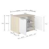 Isola da Cucina Marrone Rovere Bianco Lucido un Ripiano 2 Vani 115x80x90h cm, 2 Ante Made in Italy - Manotere