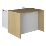 Isola da Cucina Marrone Rovere Bianco Lucido un Ripiano 2 Vani 115x80x90h cm, 2 Ante Made in Italy - Manotere