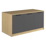 Isola da Cucina Marrone Rovere Nero Antracite 2 Ripiani 4 Vani 170x80x90h cm, 3 Ante Made in Italy - Mapalesi