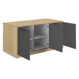 Isola da Cucina Marrone Rovere Nero Antracite 2 Ripiani 4 Vani 170x80x90h cm, 3 Ante Made in Italy - Mapalesi