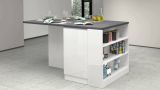 Isola da cucina Osvaldo, Tavolo ausiliario portaoggetti, 100% Made in Italy, 160x90h90 cm, Bianco lucido e Ardesia