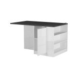 Isola da cucina Osvaldo, Tavolo ausiliario portaoggetti, 100% Made in Italy, 160x90h90 cm, Bianco lucido e Ardesia