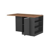 Isola da cucina Osvaldo, Tavolo ausiliario portaoggetti, Mobile da cucina a 2 ante, 100% Made in Italy, 160x90h90 cm, Antracite e Rovere