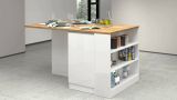 Isola da cucina Osvaldo, Tavolo ausiliario portaoggetti, Mobile da cucina a 2 ante, 100% Made in Italy, 160x90h90 cm, Bianco lucido e Rovere