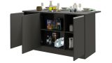 Isola da cucina Patrizio, Tavolo ausiliario portaoggetti, 100% Made in Italy, 155x90h90 cm, Antracite e Ardesia