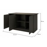 Isola da cucina Patrizio, Tavolo ausiliario portaoggetti, 100% Made in Italy, 155x90h90 cm, Antracite e Ardesia