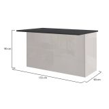 Isola da cucina Patrizio, Tavolo ausiliario portaoggetti, Mobile da cucina a 3 ante, 100% Made in Italy, 155x90h90 cm, Bianco lucido e Ardesia