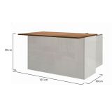 Isola da cucina Patrizio, Tavolo ausiliario portaoggetti, Mobile da cucina a 3 ante, 100% Made in Italy, 155x90h90 cm, Bianco lucido e Rovere