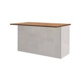 Isola da cucina Patrizio, Tavolo ausiliario portaoggetti, Mobile da cucina a 3 ante, 100% Made in Italy, 155x90h90 cm, Bianco lucido e Rovere