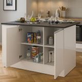 Isola per cucina moderna 155x90x90h cm bianca lucida e ardesia - Tartaro