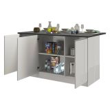 Isola per cucina moderna 155x90x90h cm bianca lucida e ardesia - Tartaro