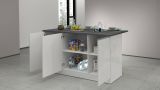 Isola per cucina moderna 155x90x90h cm bianca lucida e ardesia - Tartaro