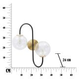 Lampada da Parete Nero oro Necessarie 2 Lampadine Attacco e14, Indoor - Buzios