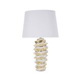Lampada da tavolo Ashcan, 33x33 h53 cm, Bianco e Oro