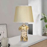Lampada da Tavolo Beige oro Necessaria 1 Lampadina Attacco e27, Paralume - Bafala