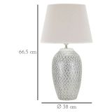 Lampada da Tavolo Bianco Argento Necessaria 1 Lampadina Attacco e27, Paralume - Balosemo