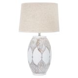 Lampada da Tavolo Bianco Beige Necessaria 1 Lampadina Attacco e27, Paralume - Batabaga