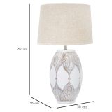 Lampada da Tavolo Bianco Beige Necessaria 1 Lampadina Attacco e27, Paralume - Batabaga