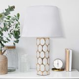 Lampada da Tavolo Bianco oro Necessaria 1 Lampadina Attacco e27, Paralume - Badani
