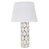Lampada da Tavolo Bianco oro Necessaria 1 Lampadina Attacco e27, Paralume - Badani