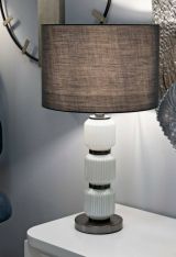 Lampada da tavolo Bunajska, Luce da scrivania , Luminaria da ufficio, Lampada da lavoro, 33x33 h57 cm, Bianco e Grigio