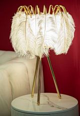 Lampada da tavolo Estofado, 40x40 h60 cm, Bianco e Oro
