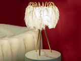 Lampada da tavolo Estofado, 40x40 h60 cm, Bianco e Oro