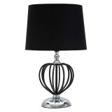Lampada da Tavolo Nero Argento Necessaria 1 Lampadina Paralume, Attacco e27 - Bundi