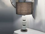 Lampada da tavolo Presolana, 33x33 h57 cm, Bianco e Grigio