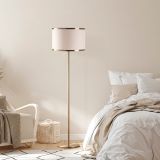 Lampada da Terra Bianco oro Panna Paralume Attacco e 27 max 40 w, Interruttore Connessione Diretta - Laviano