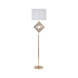 Lampada da terra Bionaz, Luce da terra, Lampada da pavimento, Lampada a stelo, 40x40 h161 cm, Bianco e Oro